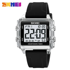 Skmei - 2320 - Digital Countdown Sports Watch - White/Transparent-Black image 0