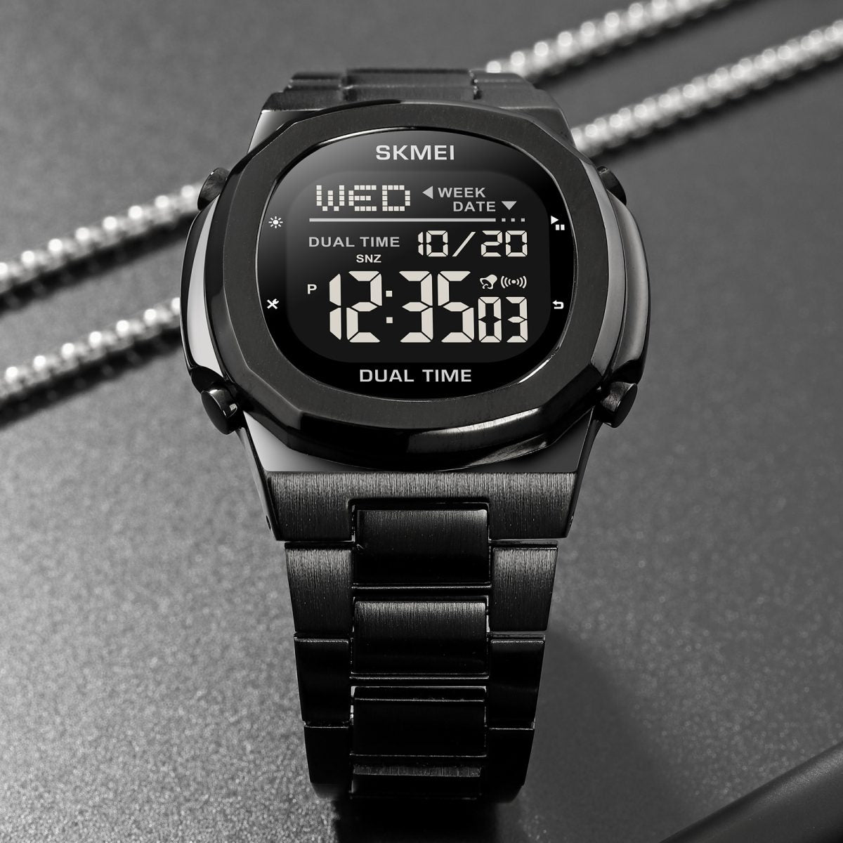 SKMEI 2004 Digital Chronograph Countdown Timer Watch - Black/black image 2