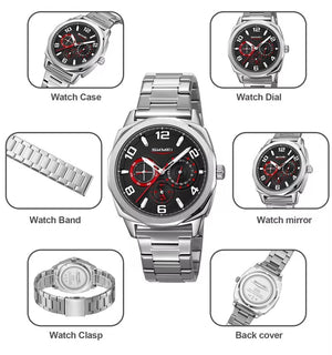 SKMEI - 9350 - 3ATM Waterproof Men Business Watch - Silver/Black image 2