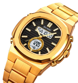Skmei - 2279 - Dual Time Stainless Steel Watch - gold/black image 0
