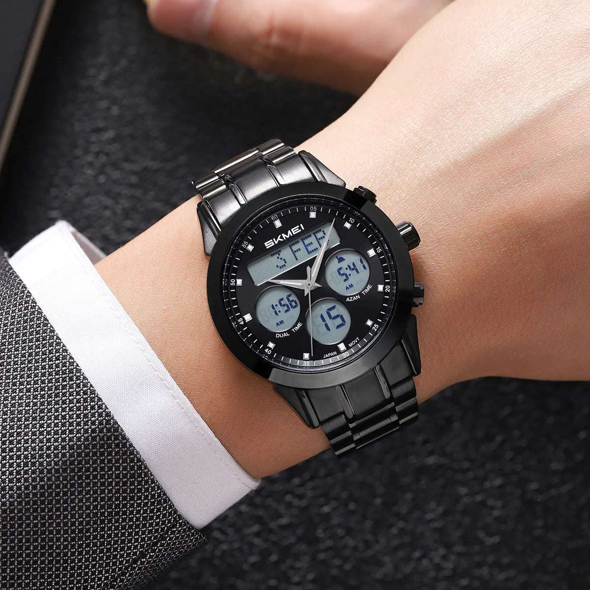 SKMEI - 2381 - Qibla Azan Time Reminder Prayer Watch - black image 2