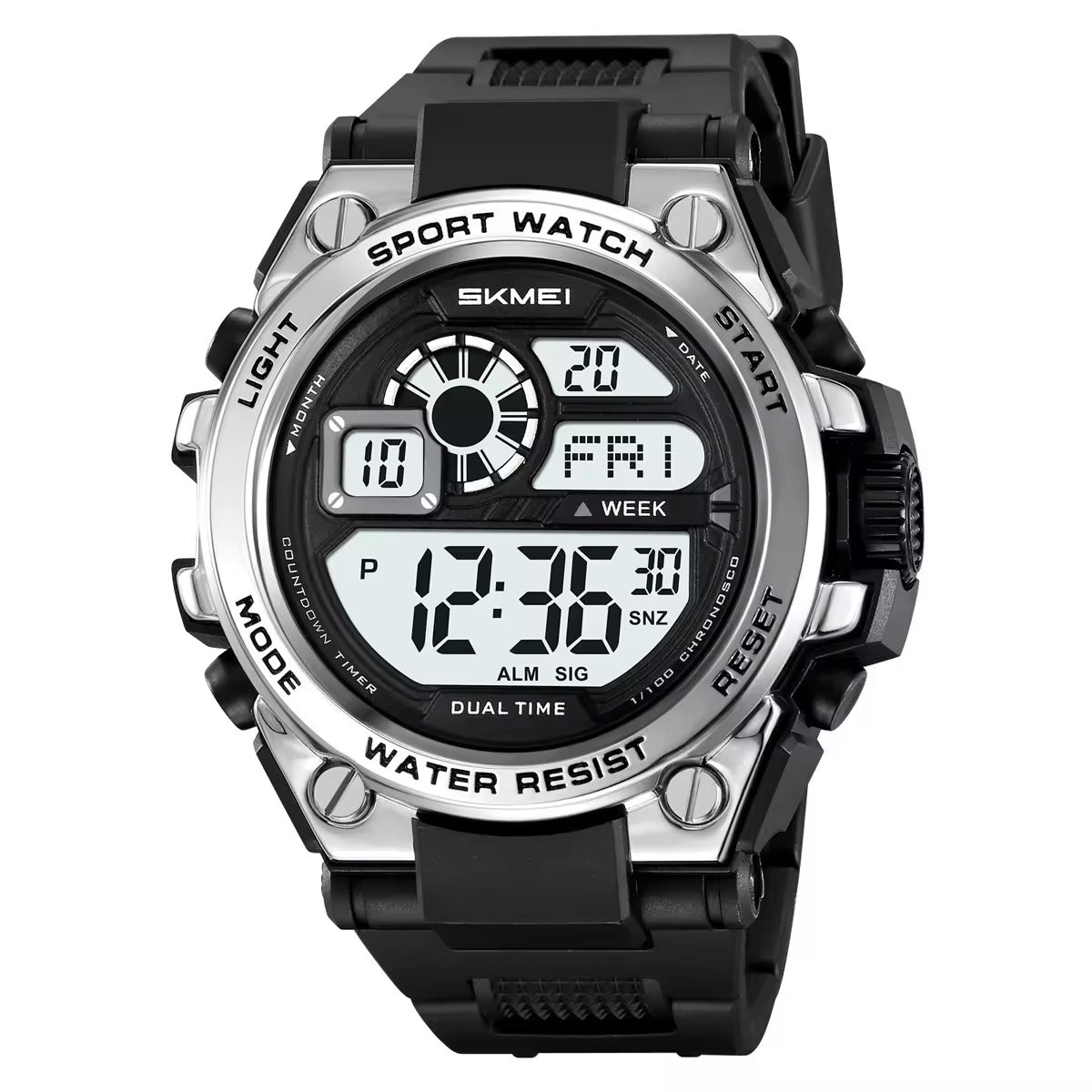 SKMEI 2318 Rugged Digital Sport Watch - black/silver image 0