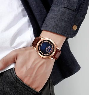 Skmei – 9300 – Elegant Moon Phase Edition Watch – Rose Gold / Blue image 2