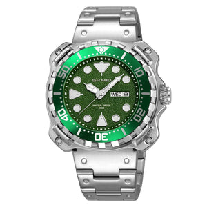 Skmei – 9385 – Luxury Stainless Steel Watch – Silver/Green image 0