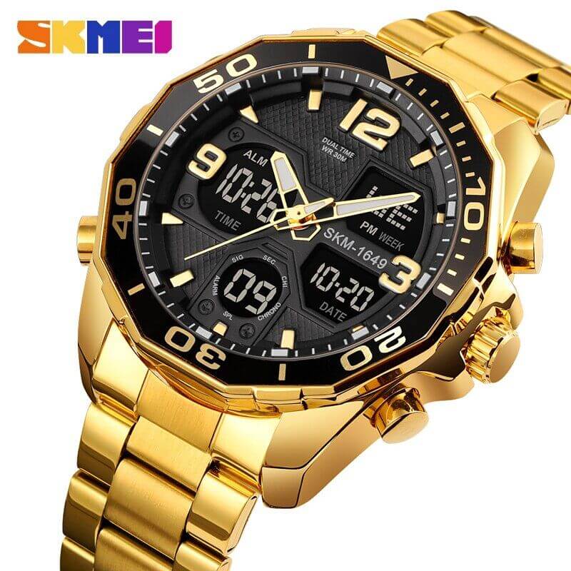 Skmei - 1649 - Rotatable Ring Quartz MultiFunctional Watch - Gold image 0