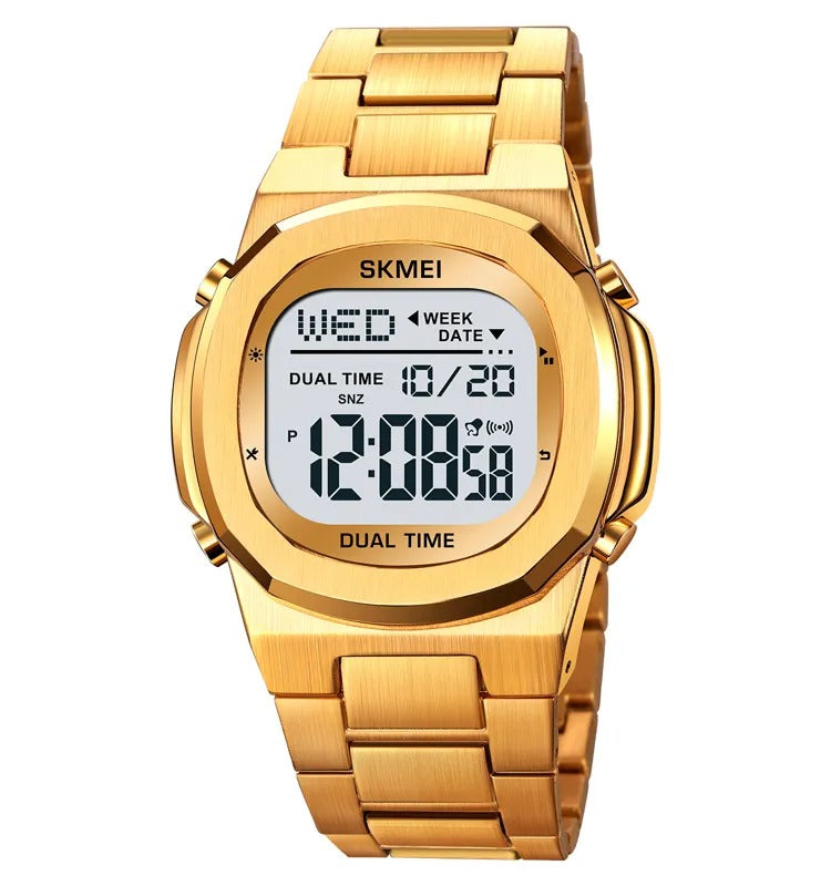 SKMEI 2004 Digital Chronograph Countdown Timer Watch - Gold/white image 0