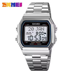 SKMEI - 2113 - Qibla Azan Time Reminder Prayer Watch - silver-white image 0