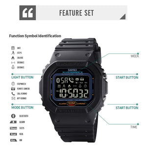 SKMEI - 1629 - Bluetooth Step Count High Quality Sports Watch Pedometer - Black image 3