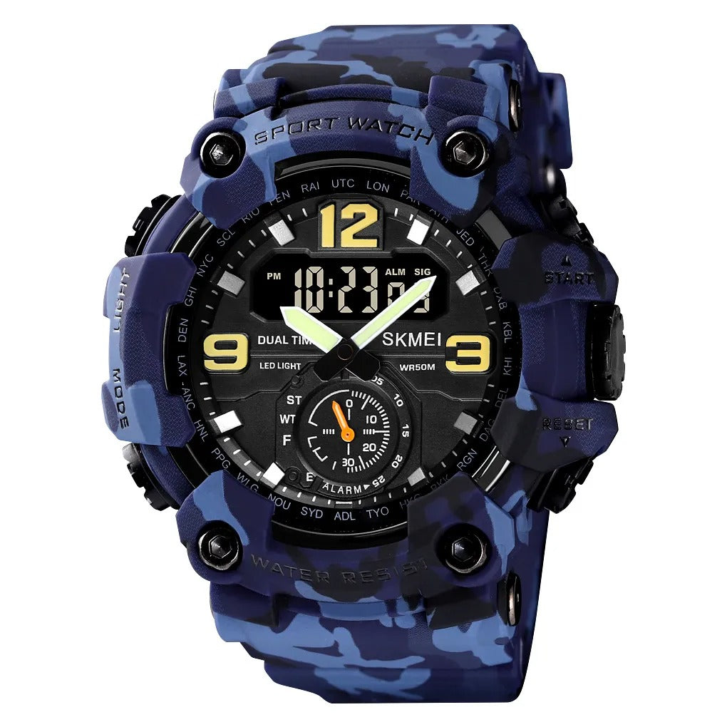 Skmei - 1637 - Warrior Dual Display Watch - Blue Camo image 0