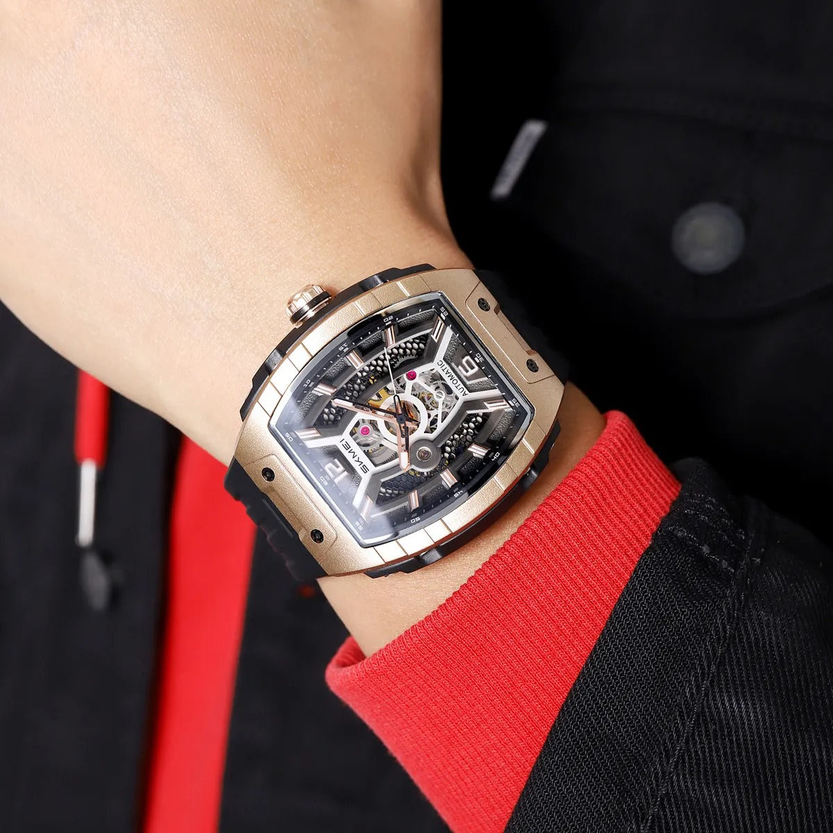 SKMEI - M033 - Phantom Automatic Skeleton Watch - rose gold image 3