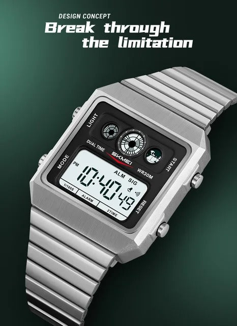 SKMEI 2450 - Classic Retro Digital Watch - Silver image 3