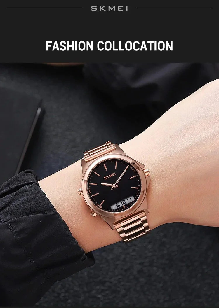 Skmei - 2120 - Electronic Luminous 30m Waterproof - RoseGold/Black image 4
