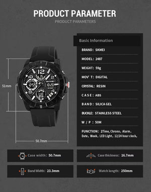 Skmei - 2487 - Urban Storm Dual Display Watch - Black image 5