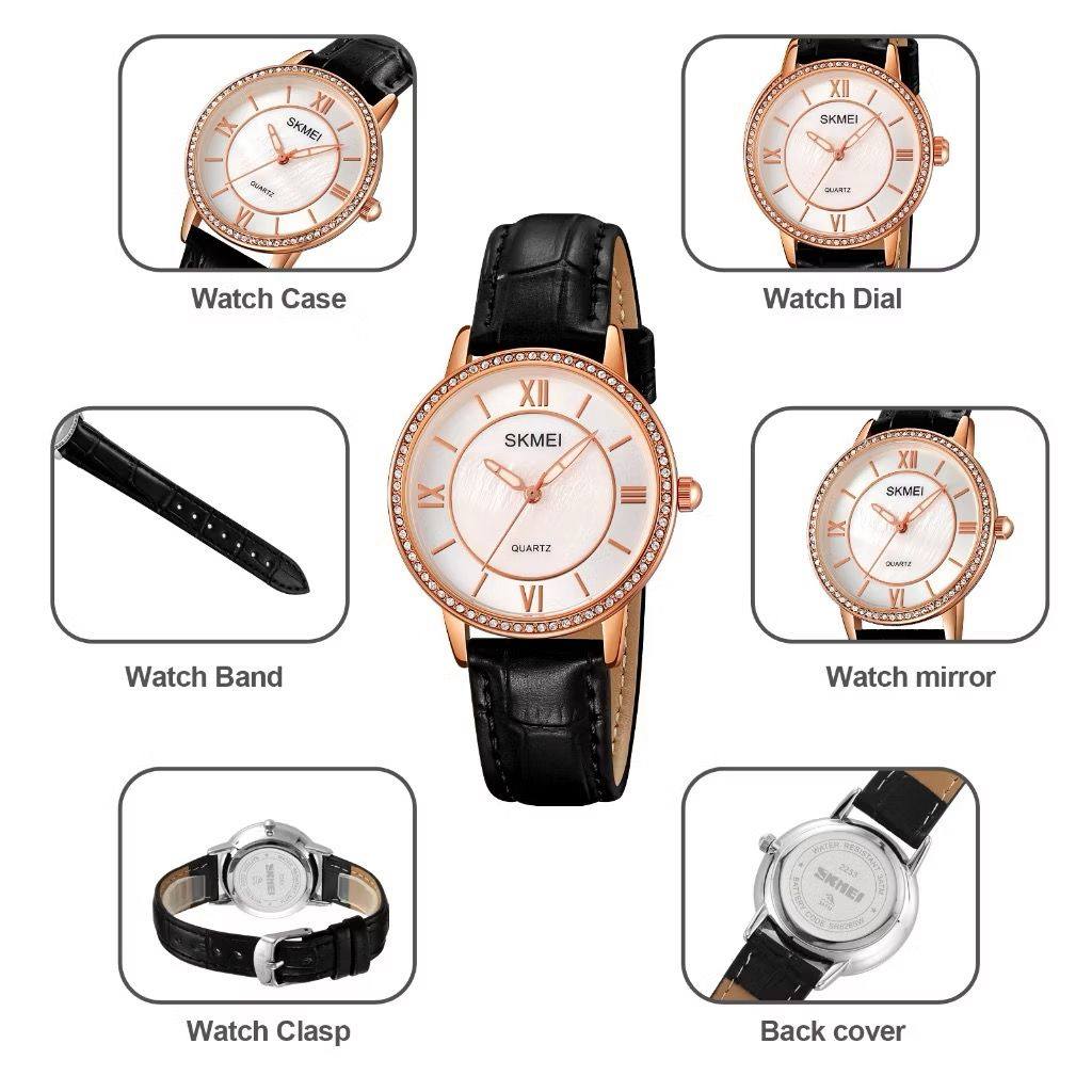 Skmei - 2253 - Diamond Decorated Lady Gold Watch - RoseGold/Black image 2