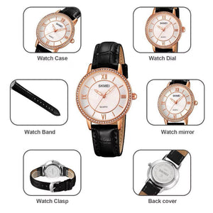Skmei - 2253 - Diamond Decorated Lady Gold Watch - RoseGold/Black image 2