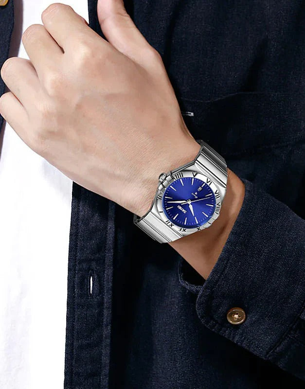 SKMEI - 9257 - Business Stainless Steel Band Men's Watch - silver/blue (man) image 2