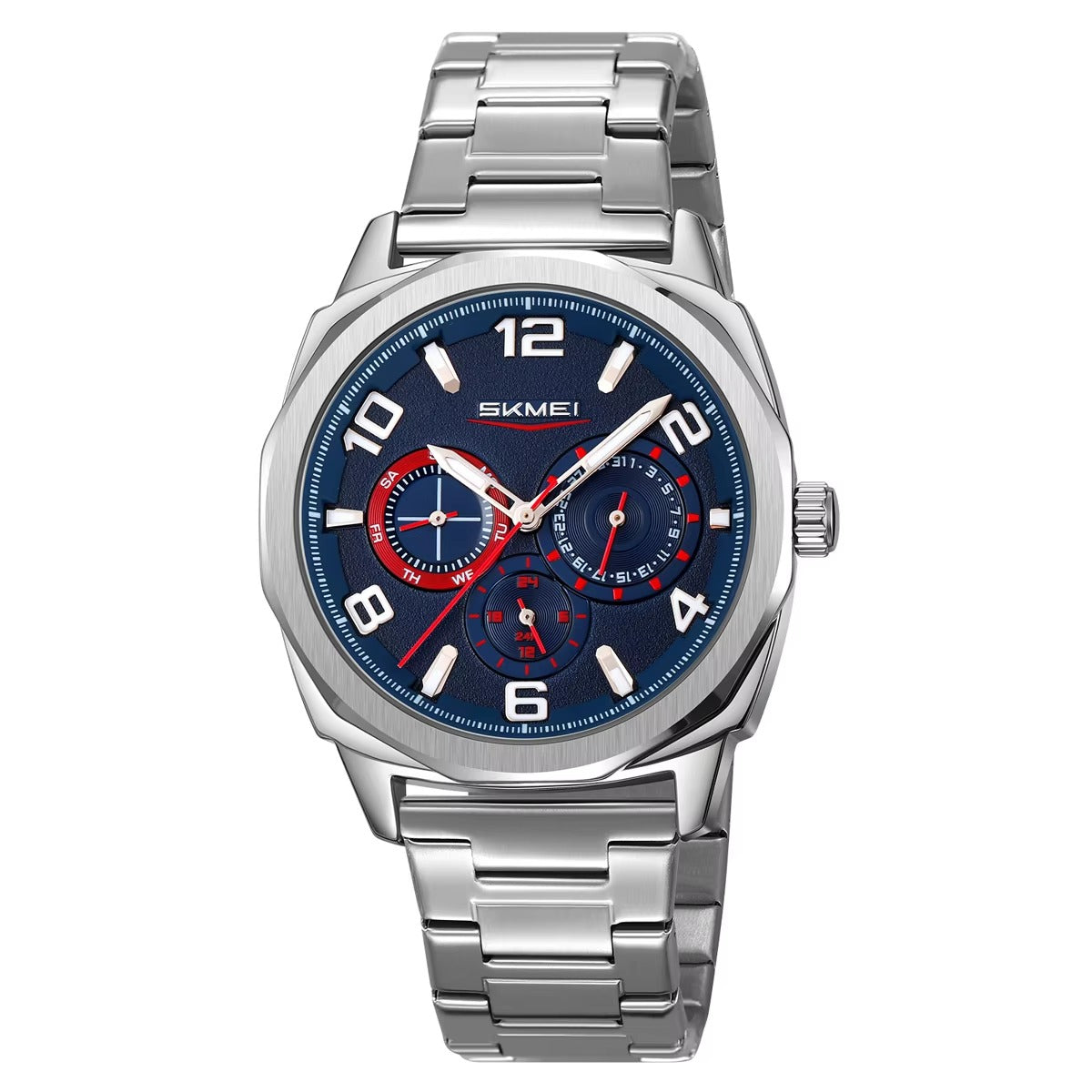 SKMEI - 9350 - 3ATM Waterproof Men Business Watch - Silver/Blue image 3