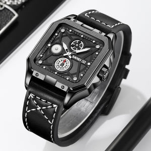 SKMEI - 9330 - Premium Down Second Square Dial Watch - black/black image 3
