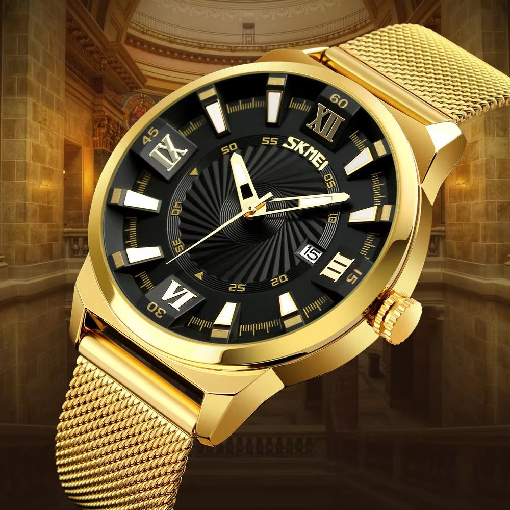 SKMEI - 9166 - Stainless Steel Japan Movement Watch - black image 0