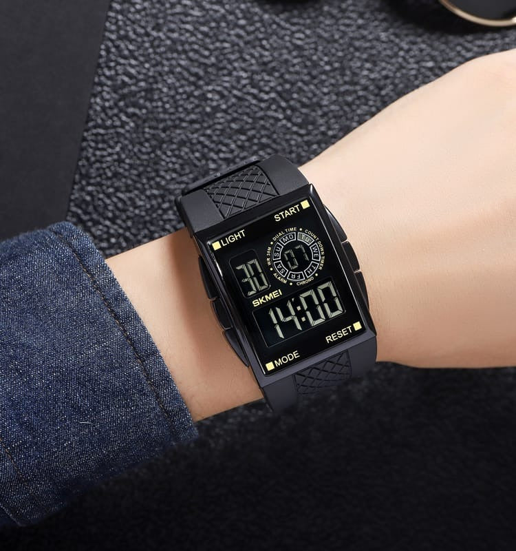 SKMEI - 1967 - Digital LED Multifunction Alarm Electronic Waterproof Watch - Black/Black image 1