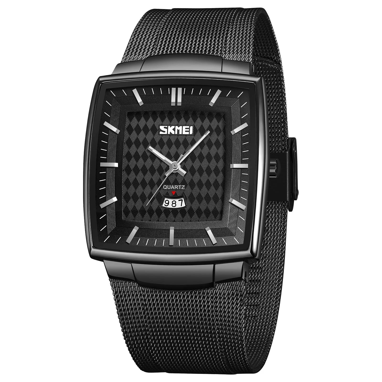 SKMEI - 9311 - Elegant Square Quartz Mesh Edition Watch - black/black image 0