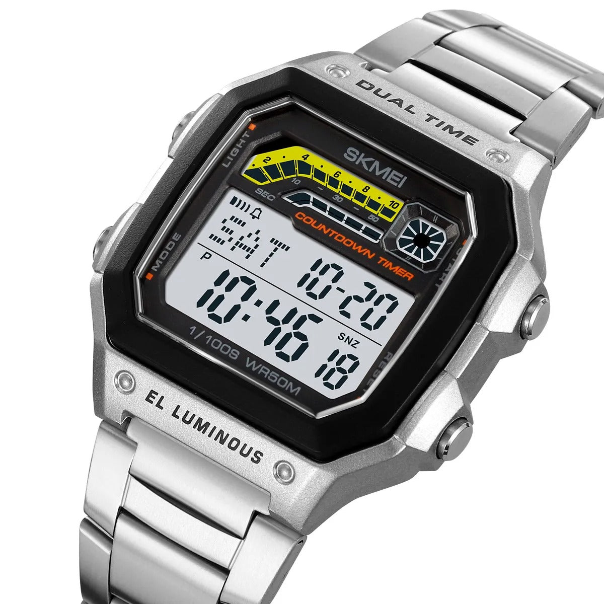 Skmei 2307 – Digital Sports Watch – Silver/Steel image 3