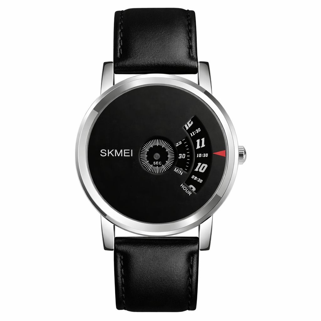 SKMEI - 1260 - Waterproof Business Watch For Men - silver/black leather belt image 0