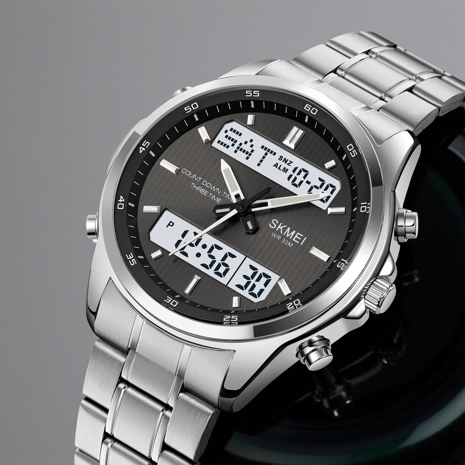 Skmei - 2049 - Multifunctional Waterproof Watch - Silver/White image 1