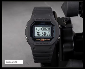 SKMEI - 1628 - Classic Digital Sports Watch - Black/White image 1