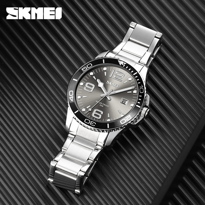 Skmei – 9278 – Luxury Stainless Steel Quartz Watch – Gray image 4