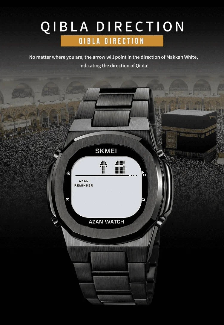 SKMEI - 2036 - Qibla Azan Time Reminder Prayer Watch - Black/white image 2