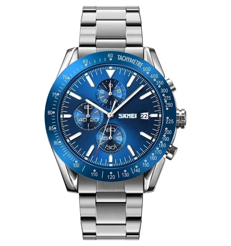 Skmei - 9253 - Elite Chronograph Watch - Silver/Blue-Steel image 0
