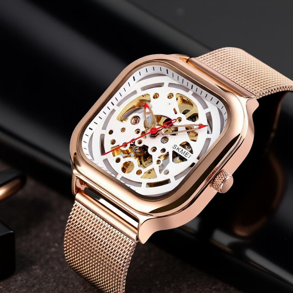 SKMEI - 9184 - Premium Automatic Skeleton Watch - rose gold image 3