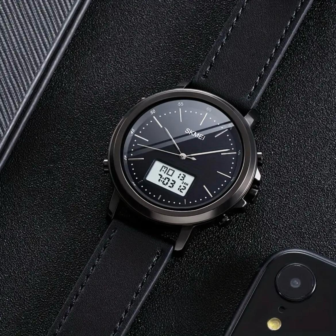 Skmei - 1652 (Strap) - Multifunctional Waterproof - Black/White-Leather image 1