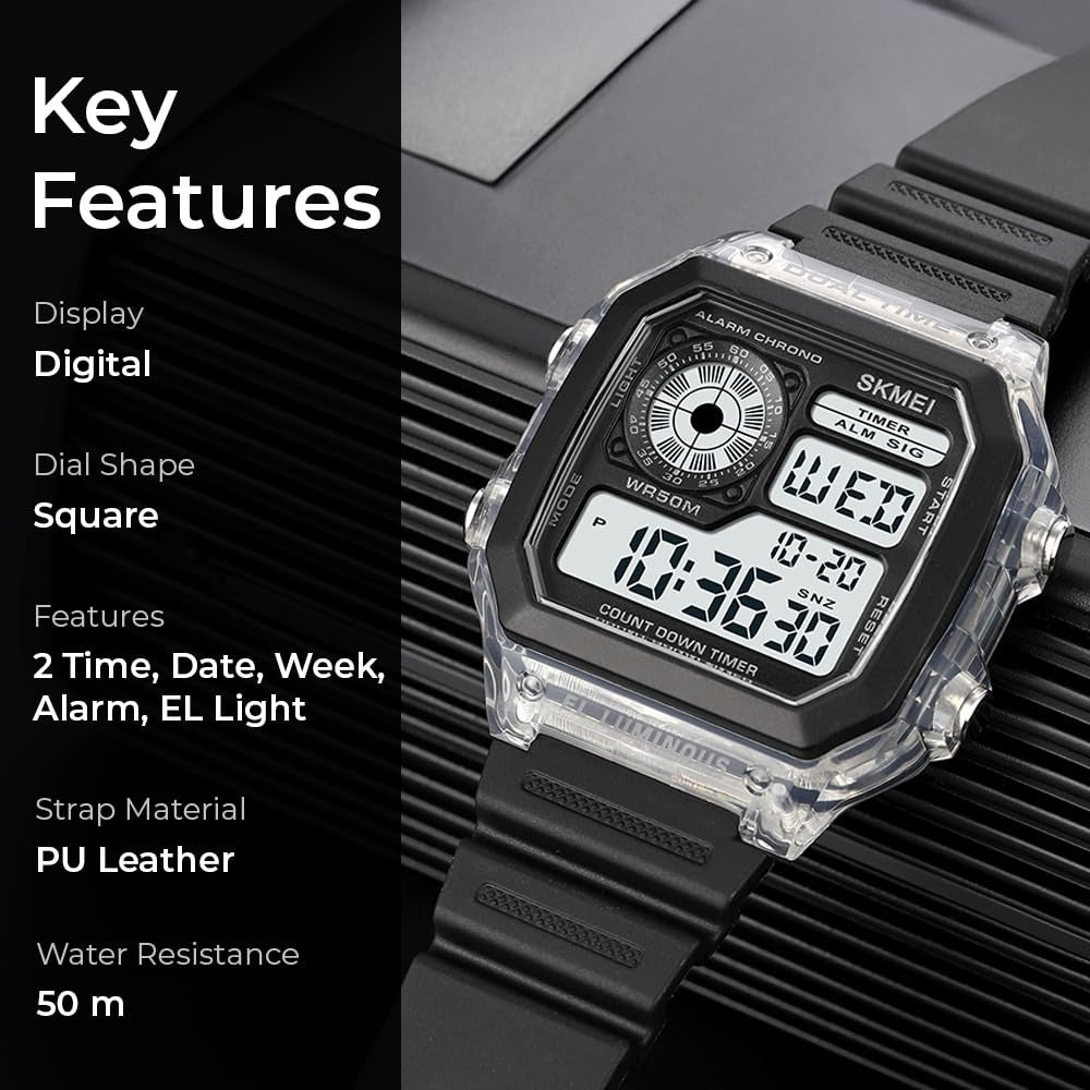 Skmei - 1998 - Digital Sports 50M Waterproof Watch - White image 3