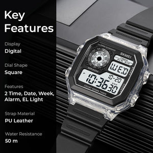 Skmei - 1998 - Digital Sports 50M Waterproof Watch - White image 3