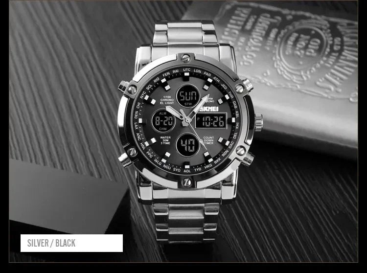 Skmei – 1389 – Dual Display Waterproof Business Watch - Silver/Black image 5
