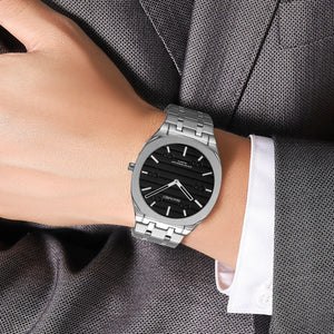 SKMEI - 9372 - Imperial Time Quartz Watch - Silver/Black image 1