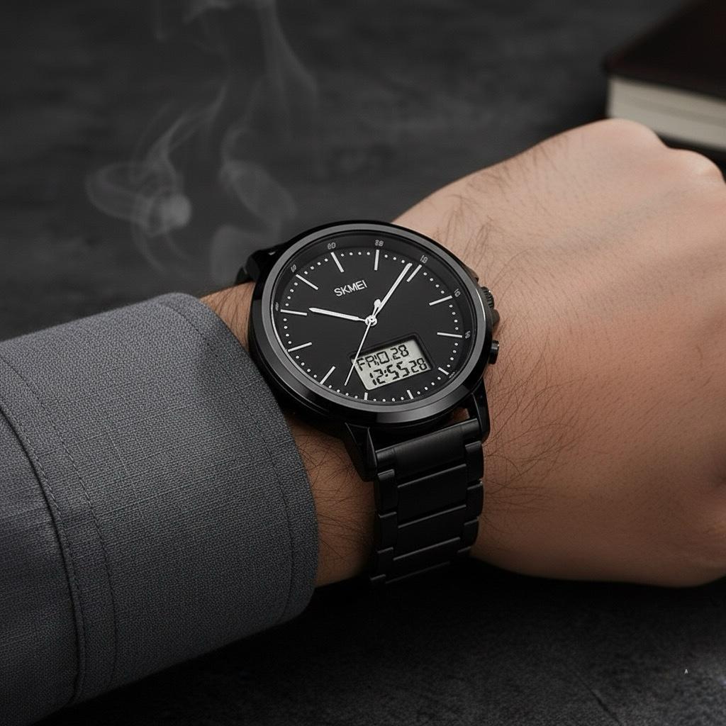 Skmei - 1652 (Chain) - Multifunctional Waterproof - Black/White-Steel image 3