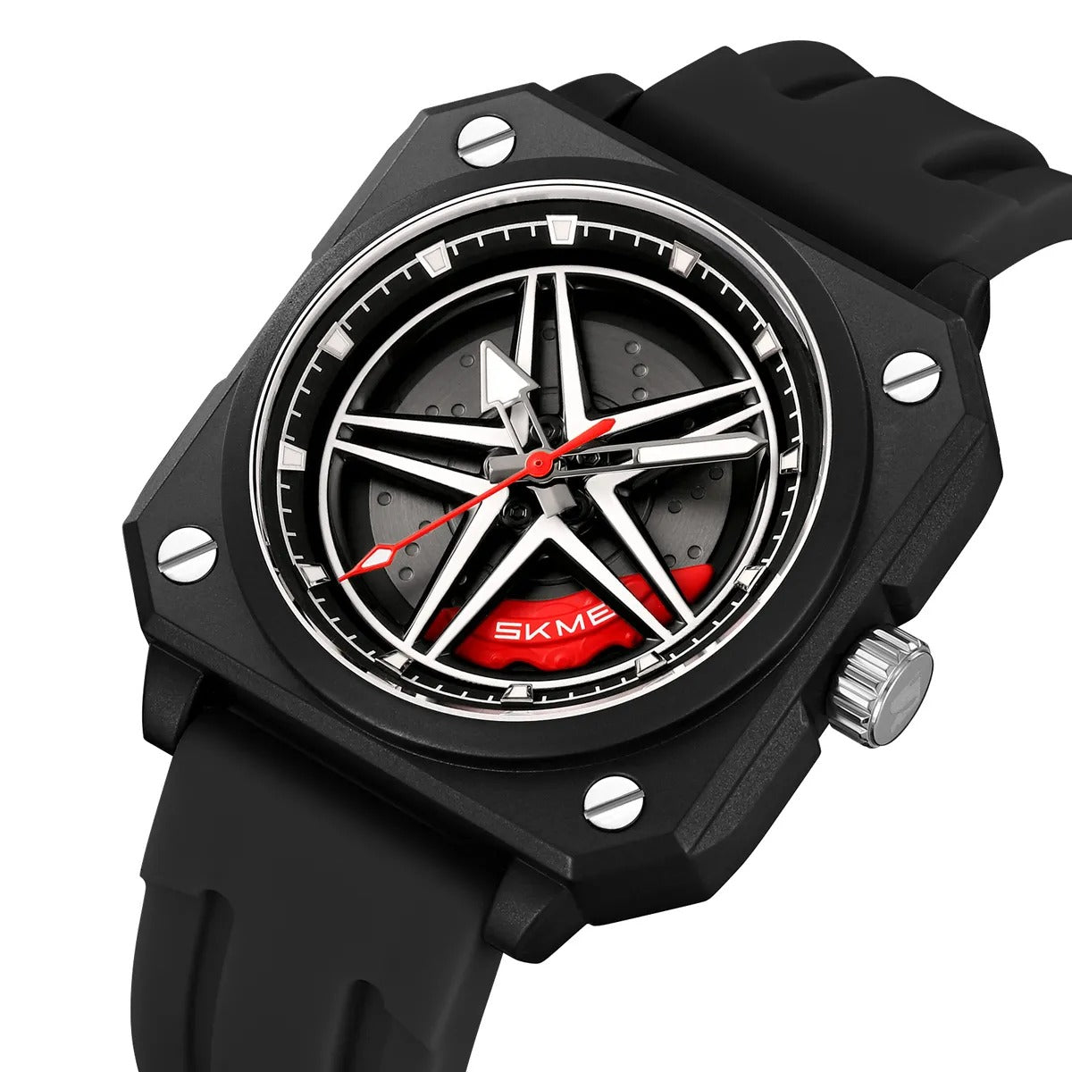 Skmei 2362 Trendy Wheel Spinner Quartz Silicon Strap - Black image 0
