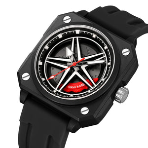 Skmei 2362 Trendy Wheel Spinner Quartz Silicon Strap - Black image 0