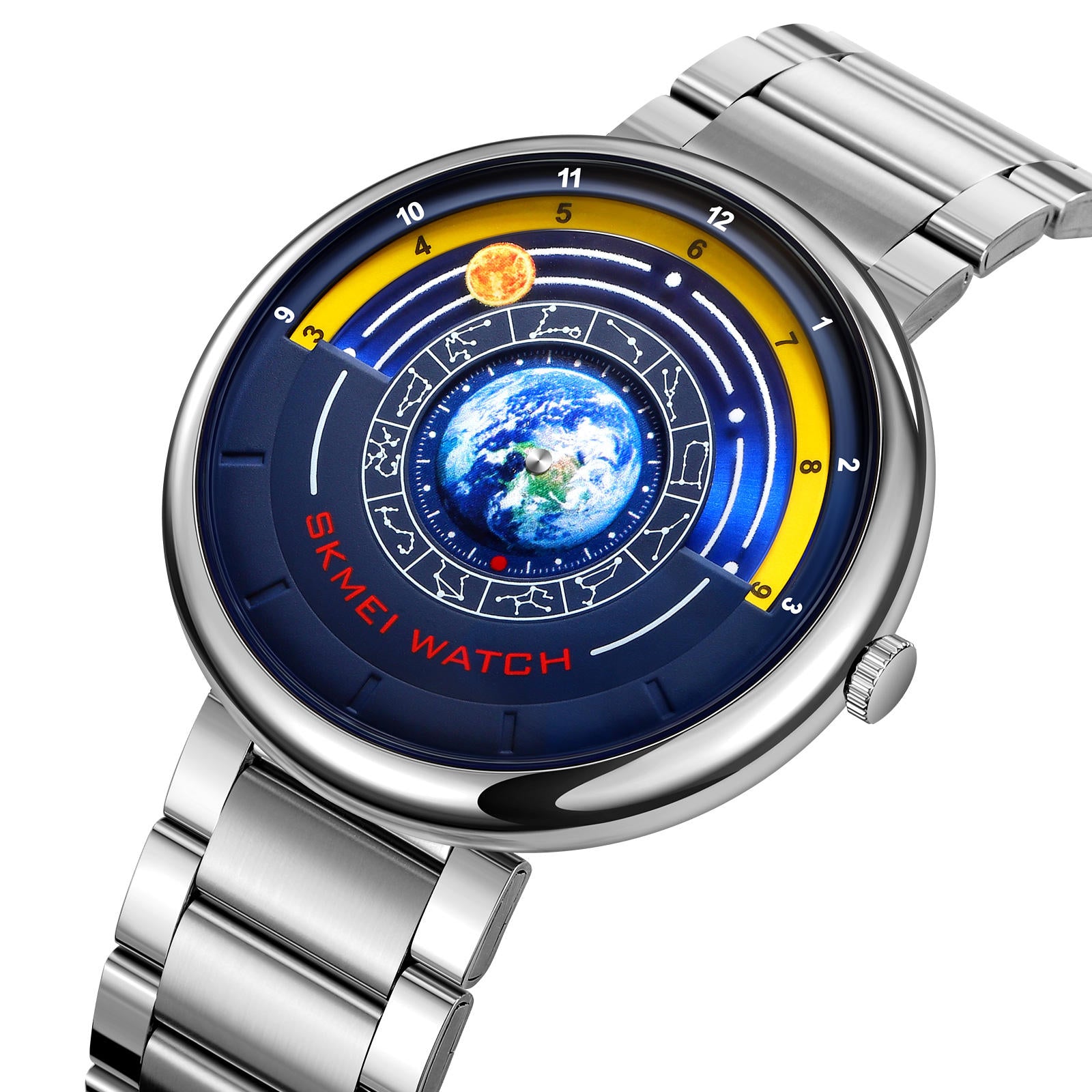 SKMEI 2361 - Earth Orbit Quartz Watch - Silver image 0