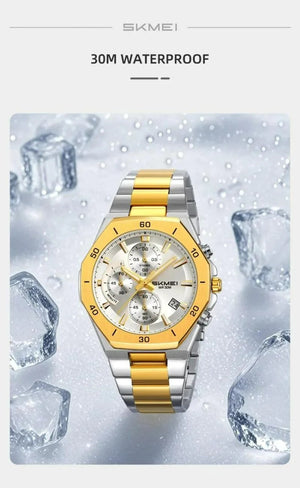 SKMEI - 2452 - High Quality Luxury Watch - Silver/Gold-Silver image 4