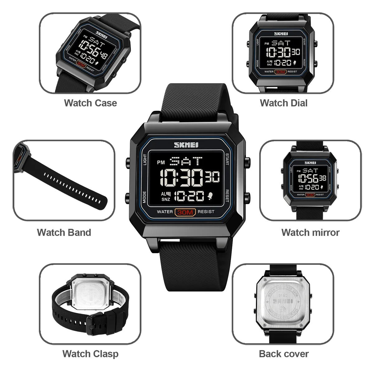 Skmei - 2150 - Digital Electronic Sports Watch - black/black image 4