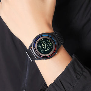 SKMEI 2412 Digital Countdown World Time Sports Watch - black/nylon image 2
