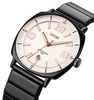 SKMEI - 9280 - Slim Steel Analog Quartz Watch - Black/Silver image 0