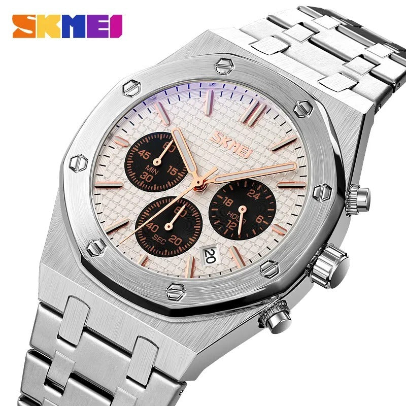 SKMEI - 9296 - Analog Stainless Steel Chronograph Quartz Watch - silver/silver image 1