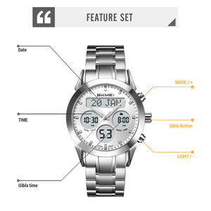 SKMEI - 2381 - Qibla Azan Time Reminder Prayer Watch - silver image 3
