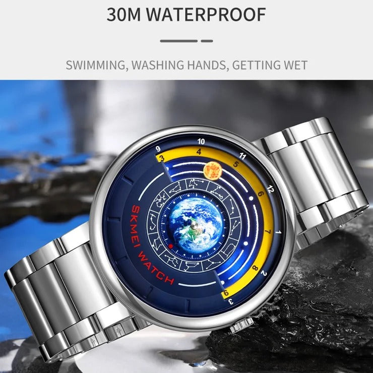 SKMEI 2361 - Earth Orbit Quartz Watch - Silver image 4