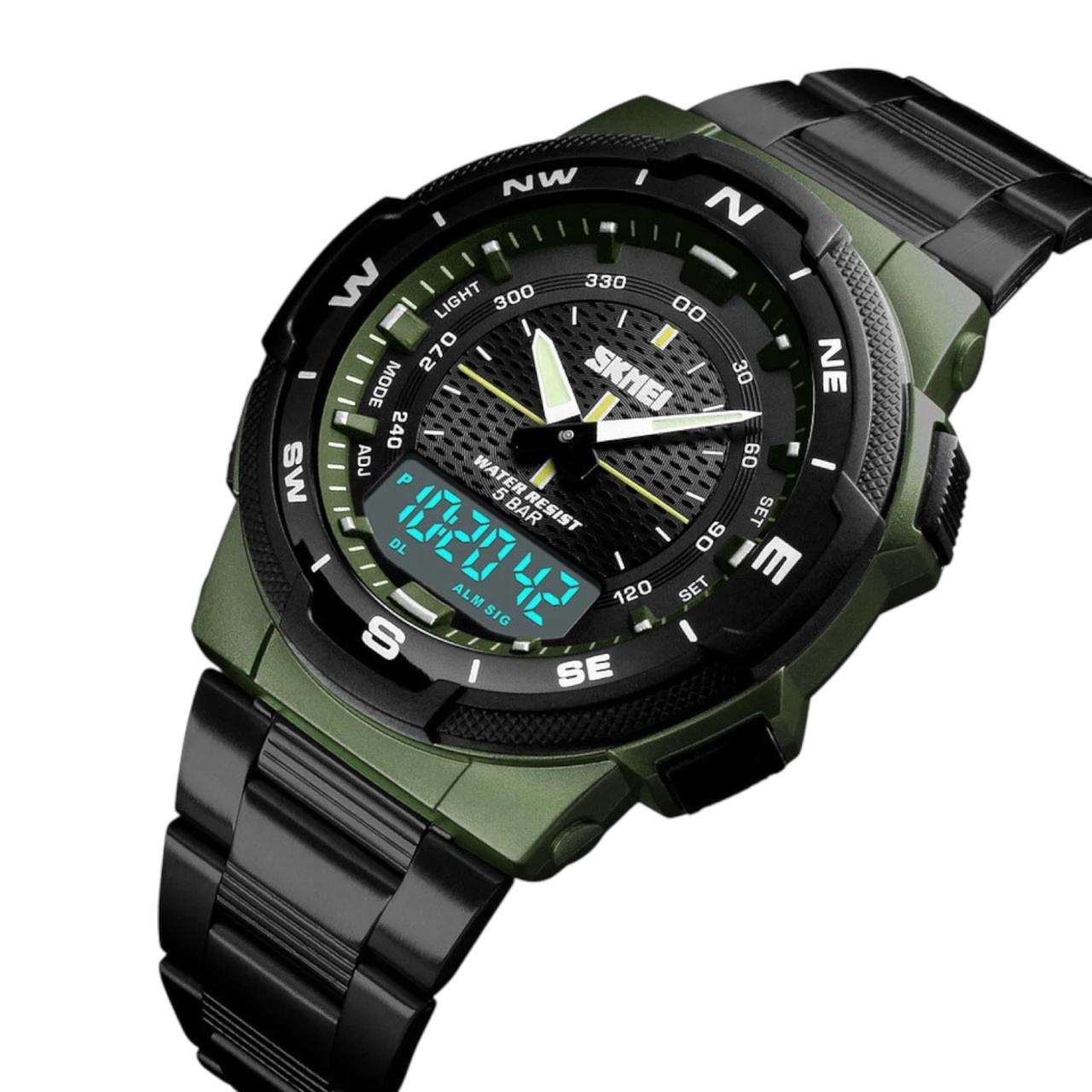 Skmei - 1370 - Navitech Dual Display Watch - ArmyGreen image 0